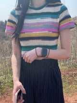 Pop stripe knit T 