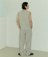 UNISEX PINTUCK STITCH WIDE PANTS M - LIGHT BEIGE (6689417560182)