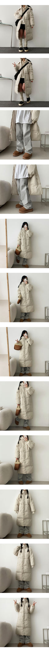 Lit hooded long padded coat