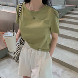 デイリーラベルセミクロップショートスリーブTシャツ