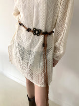 イービーボヘミアンパンチングレースミニワンピース / [Belt Set] Eevee Bohemian Punching Lace Mini Dress