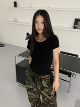 ズティベーシックユニック半袖Tシャツ/ Ziti Basic U-neck Short Sleeve T-shirt