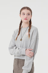 ウィティーバニークロップ丈スウェットシャツ／WITTY BUNNY CROP SWEATSHIRT [MELANGE GRAY]