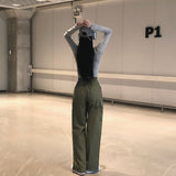 [5color] nylon wide cargo pants