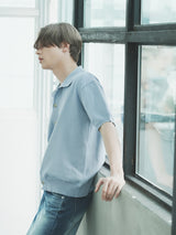 オープン半袖ニット / T1015 OPEN SHORT-SLEEVED KNIT_SKYBLUE