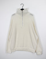 リブハーフジップアップニット/Ribbed Half Zip Up Knit (4color)
