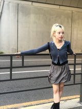 ストライプ2wayクロップフードジップアップ