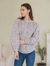 HENRY NECK SHIRRING BLOUSE_FLOWER (6638368555126)
