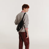2-Buckle Biker Messenger Bag (Black)