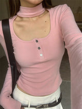 Square holy neck slim fit top