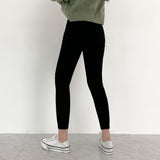 Whiskered Two-Button High Waist Skinny Jeans