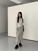 シースルー バックリボン ビーチウェア リネン 長袖 カーディガン/ Fyuber See-Through Back Ribbon Beachwear Linen Long-Sleeved Cardigan