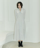 CHELSEA COLLAR FLARE DOT ONEPIECE - WHITE (6689412841590)