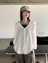 ボクシー シースルー フード 長袖 シャツ カーディガン/ Gelato Summer Boxy See-Through Hood Long-Sleeve Shirt Cardigan