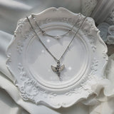 Baby Angel Layered Necklace - Silver ver.
