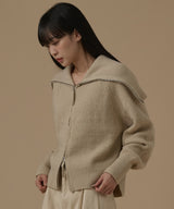 SAILOR COLLAR ZIP UP KNIT