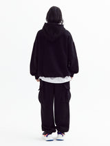 Balloon over cargo fleece jogger pants Black