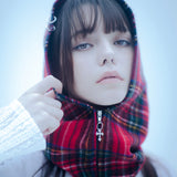 ピストルチェックバラクラバ/1 5 pistol check balaclava - RED