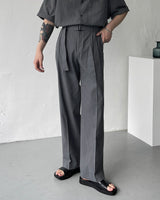 リネンベルトワイドスラックス / ECT linen belt wide slacks (4 colors)