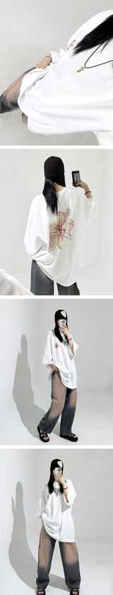 Flower Sketch Over-Fit T-shirt