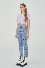 ストレートフィットチェリー刺繍デニムパンツ/ STRAIGHT FIT CHERRY EMBROIDERY DENIM PANTS [6851]