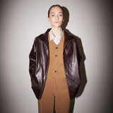 レザージップアップジャンパー / Leather zip-up jumper brown
