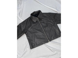 two-way crop leather jacket [2color]