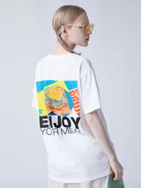ハンバーガーTシャツ/[ENJOY YOUR MEAL] HAMBURGER 1/2 T-SHIRT_WHITE