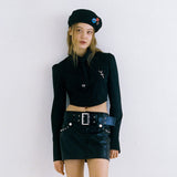 0 1 necktie crop shirt - BLACK (6681198493814)