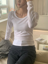 Youth Basic U-neck Long-sleeved T-shirt