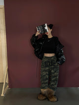 Camouflage Lettering Jogger Pants