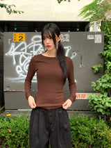 Tatin back buckle strap slit long sleeve t-shirt