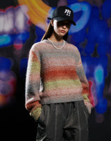 グラデーションクロップセーター/GRADATION CROP SWEATER PINK ORANGE