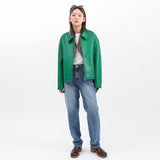 SINGLE LEATHER JACKET GREEN