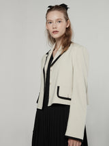 Tape trimming jacket - Cream (6671634563190)