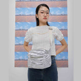 Luna shirring cross baga (silver) (6684442525814)