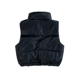 Leather crop string padding vest