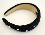 ツイードパールカチューシャ/tweed pearl hairband black