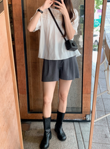 ツーピンタックハーフスラックス