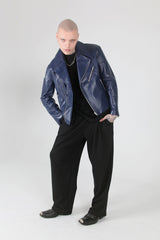 ミッドナイトブルーラムスキンライダージャケット/Midnight Blue Lamb Skin Rider Jacket