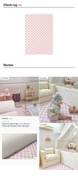 Check rug (Pink)(M size)