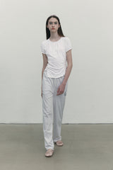 SHIRRING SLIM FIT T-SHIRT [WHITE]