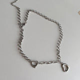 ツインハートボールドチェーンチョーカーロングネックレス / cuh Twin Heart Bold Chain Choker Long Necklace