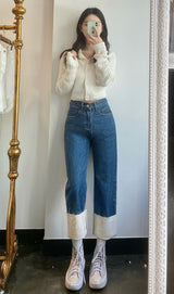 セミワイドフィットデニムパンツ/SEMI WIDE FIT BLUE + WHITE DENIM PANTS [17724]