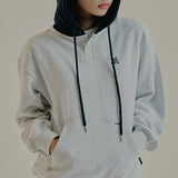 TWO TONE BUTTON HOODIE