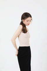 シースルーバックスリットロングスリーブニット / See-Throught Back Slit Long Sleeve Knit Beige