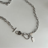 halo サージカルスティールハートロックドロップツーラインネックレス / halo Surgical Steel Heart Lock Drop Two-Line Necklace