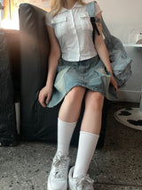 ビンテージウォッシングデニムテニススカート / vintage washing denim tennis skirt