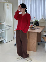 ツイルワイドコットンパンツ