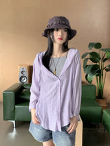 ボクシー シースルー フード 長袖 シャツ カーディガン/ Gelato Summer Boxy See-Through Hood Long-Sleeve Shirt Cardigan